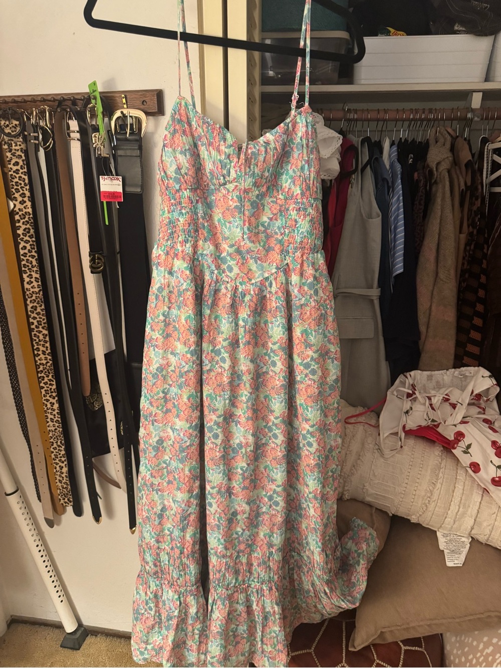 American Eagle Floral Tiered Spaghetti-Strap Midi Dress - Picture 2 of 5